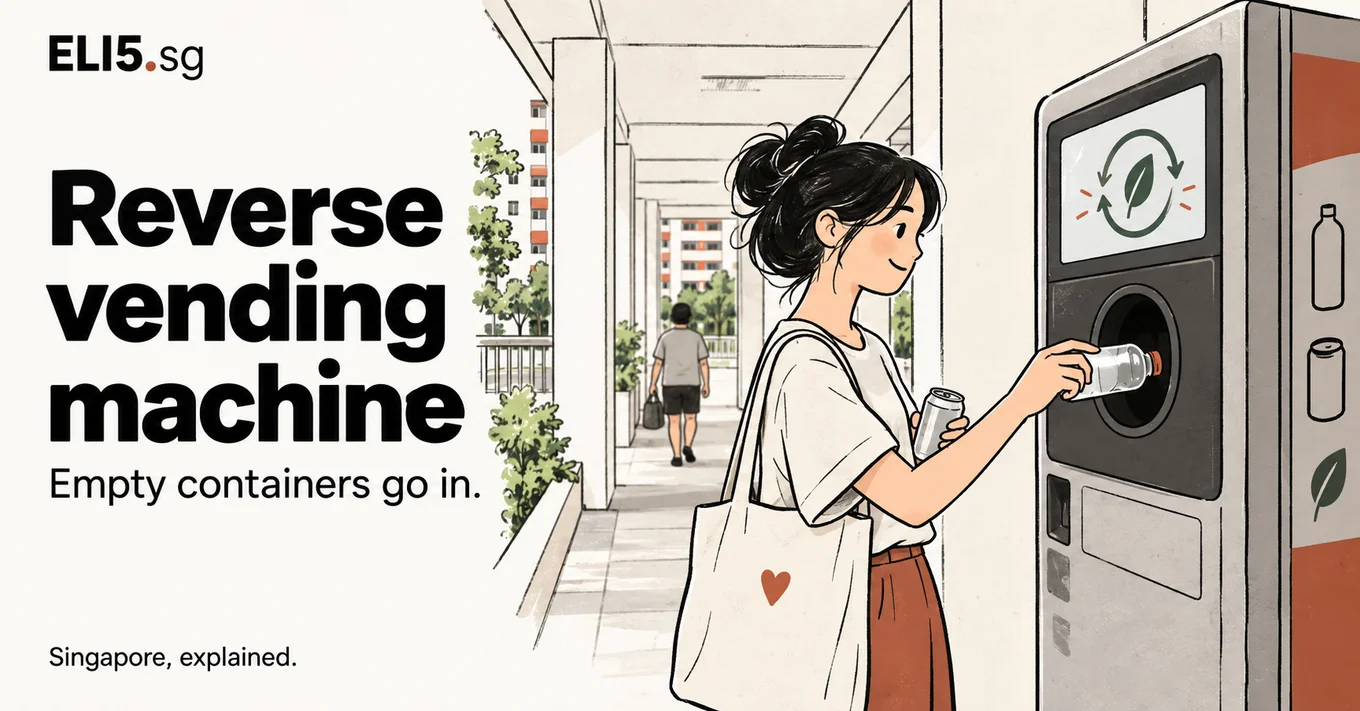 Reverse vending machine (RVM) — Singapore, explained. Illustrated guide by ELI5.sg.